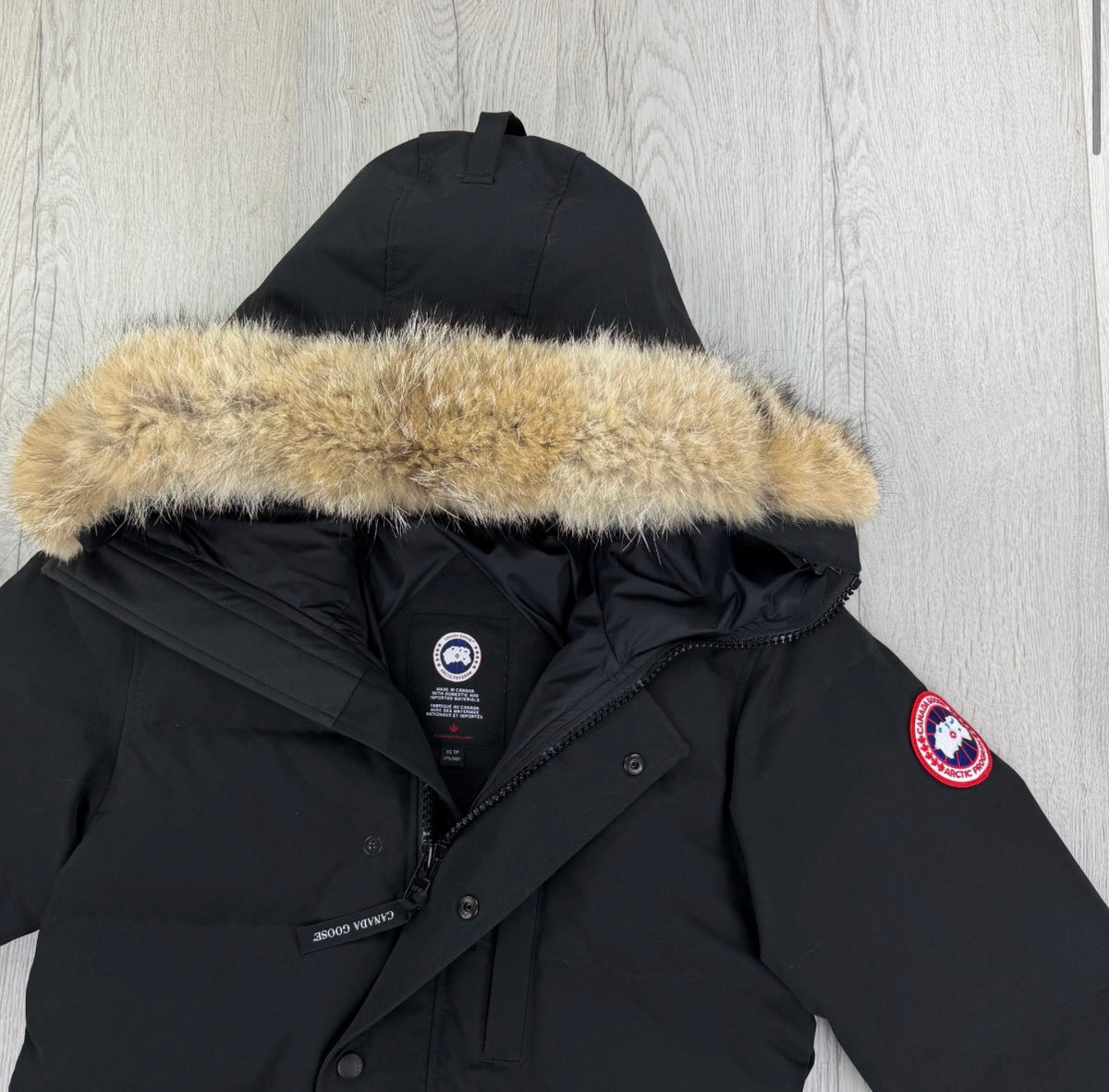 Canada Goose Men’s Black Carson Parka Jacket With Fur - Small Fusion
